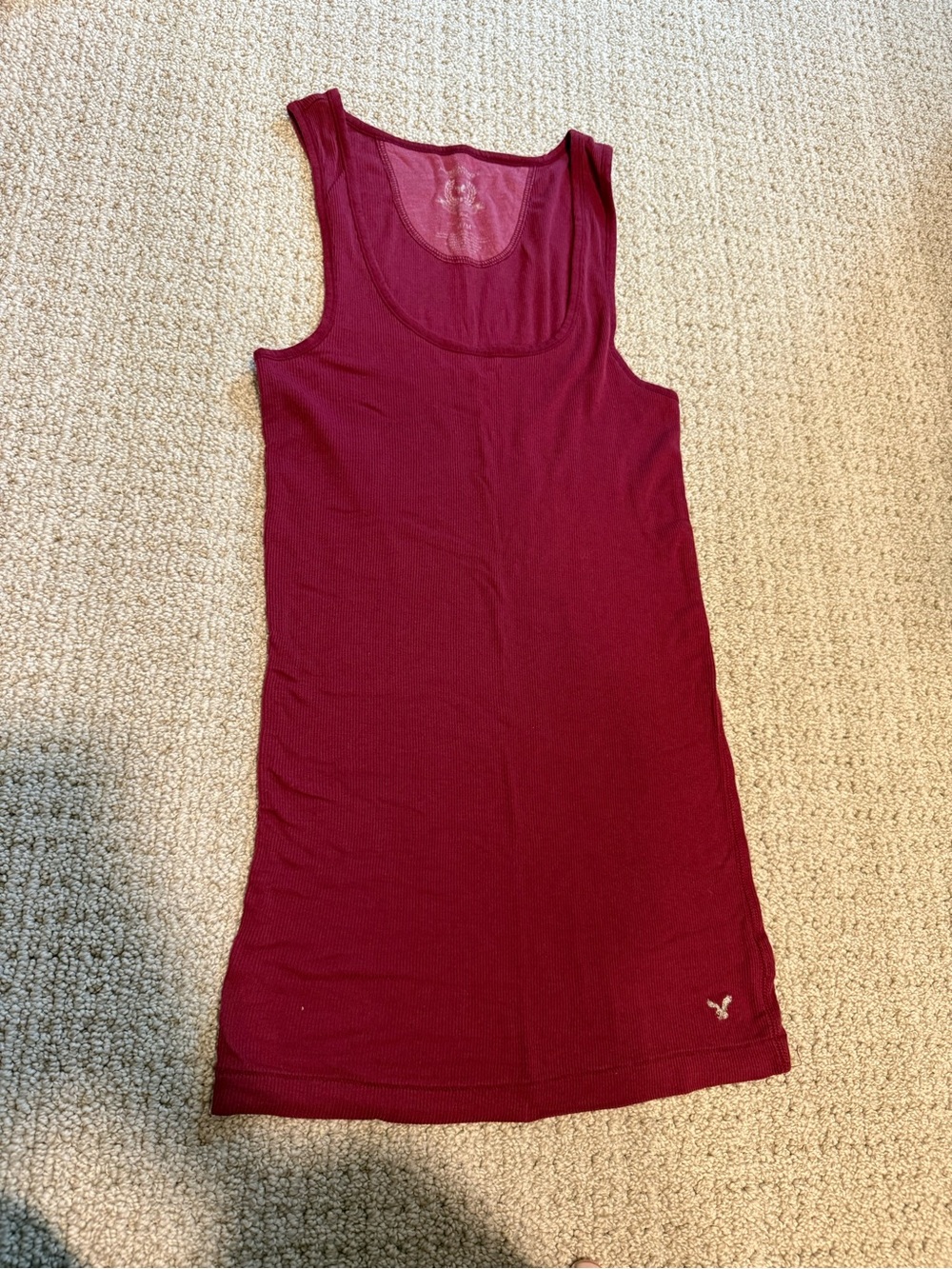 American Eagle Outfitters Ribbed Scoop Tank Top - Burgundy